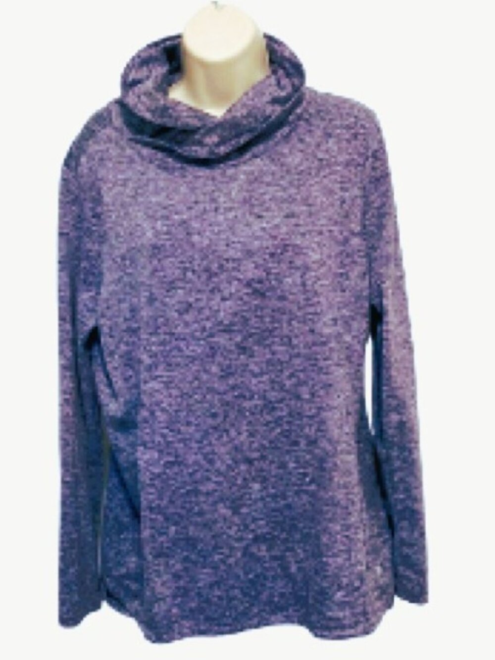 Apana Cowl Neck Pullover Yoga Heather Gray Purple Sweatshirt Womens Large